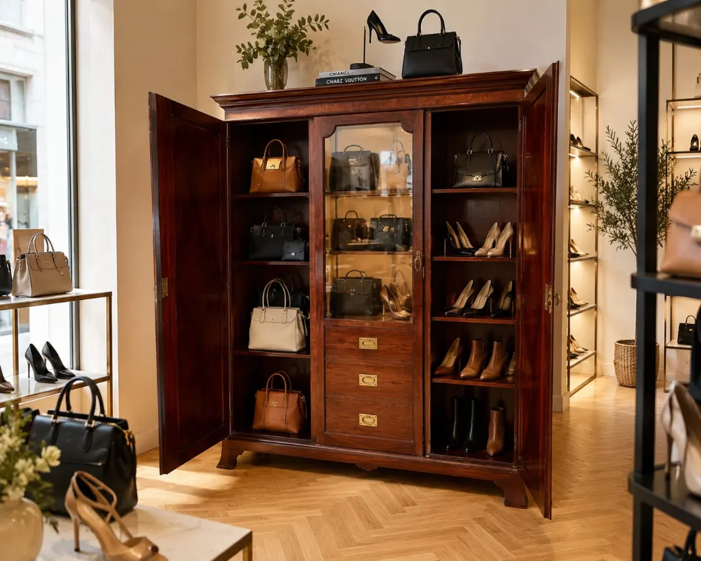 0115 Armario libreria de madera de caoba con marquetería (8).webp