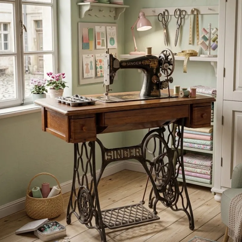 Máquina de coser "Singer" con mueble