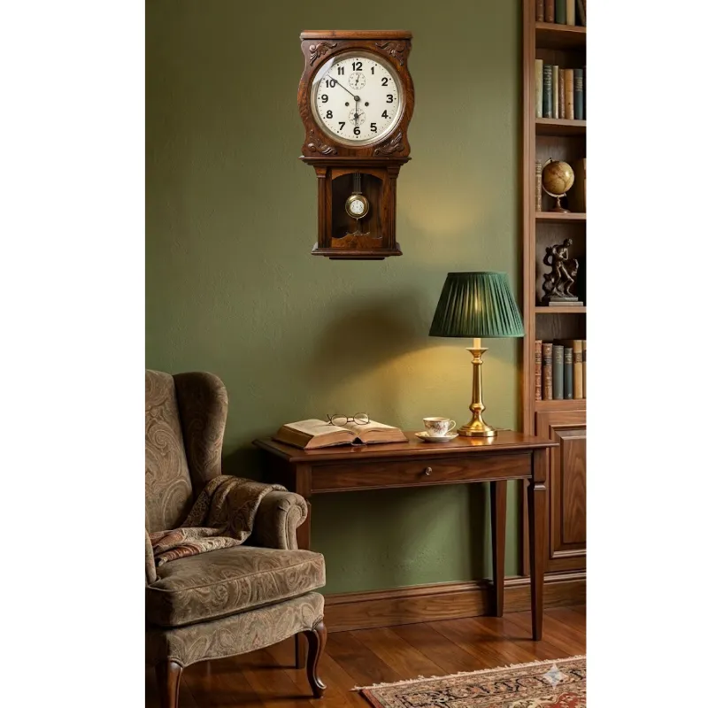 Reloj en caja de madera de nogal