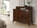 Cómoda Carlos IV de madera de nogal y marquetería