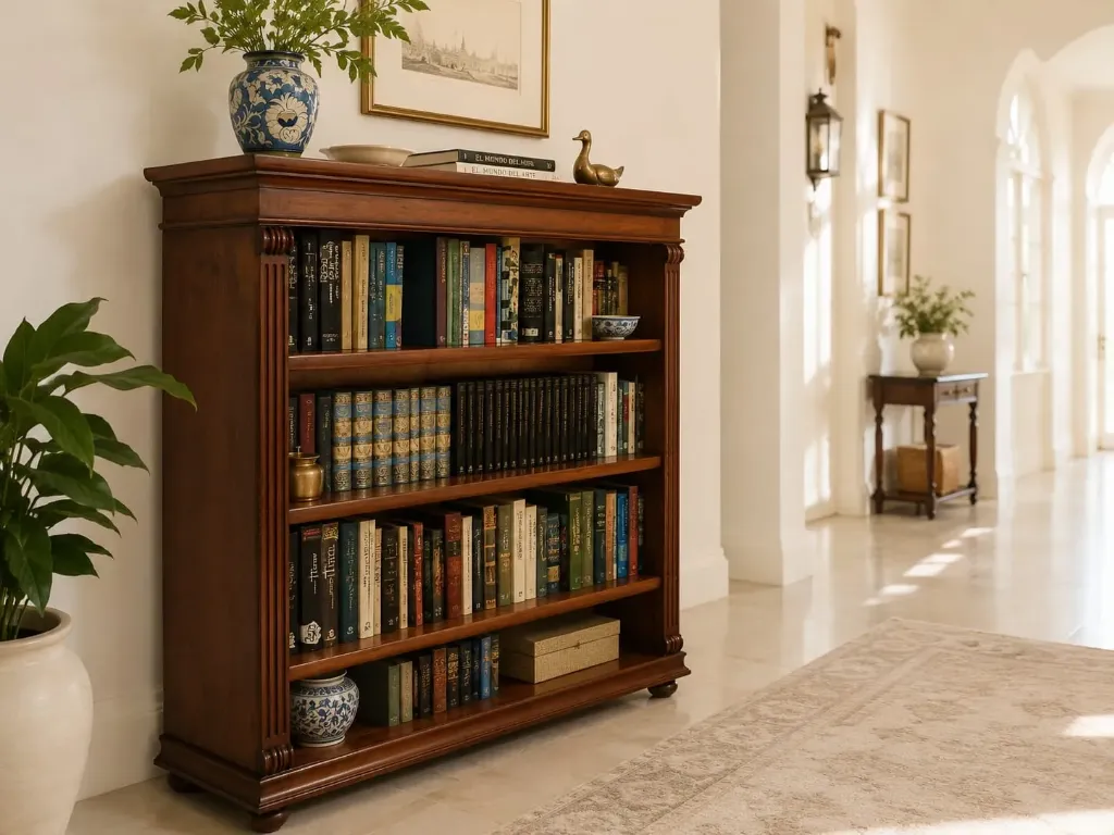 Librería de caoba con 4 baldas y gran capacidad