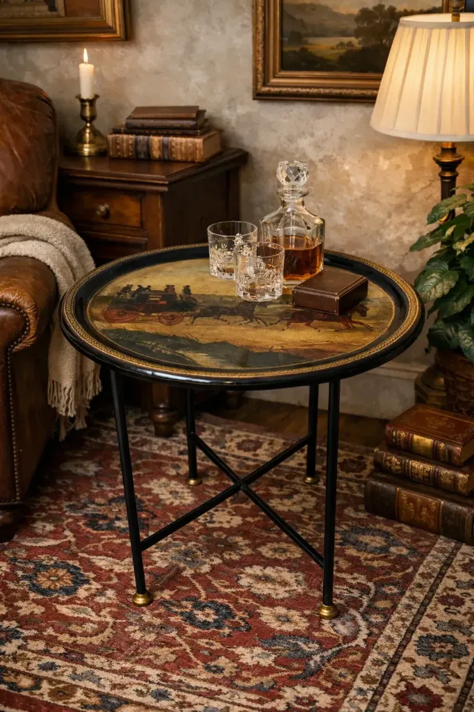 Bandeja/mesa de papier maché de finales del siglo XIX