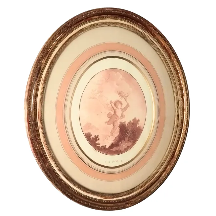 Pareja de grabados "La Folie" "L'Amour"