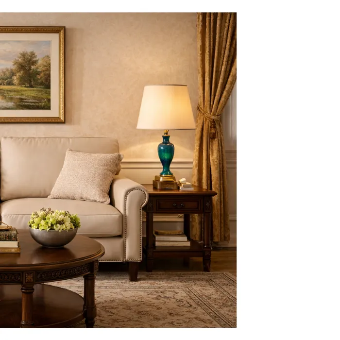 Pareja de lámparas Sevres azul y verde