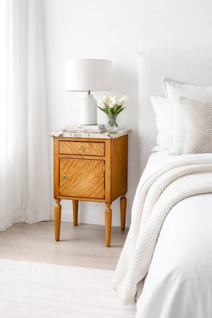 Mesita de noche en mármol blanco