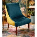 Silla tapizada en turquesa y lima