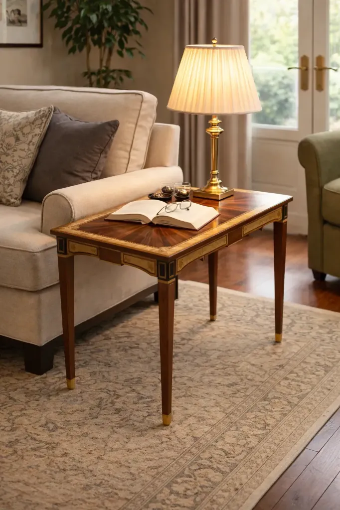 Mesa auxiliar en marquetería