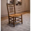 Diez Sillitas Torneadas con Asiento de Enea de Costura y Madera de Haya