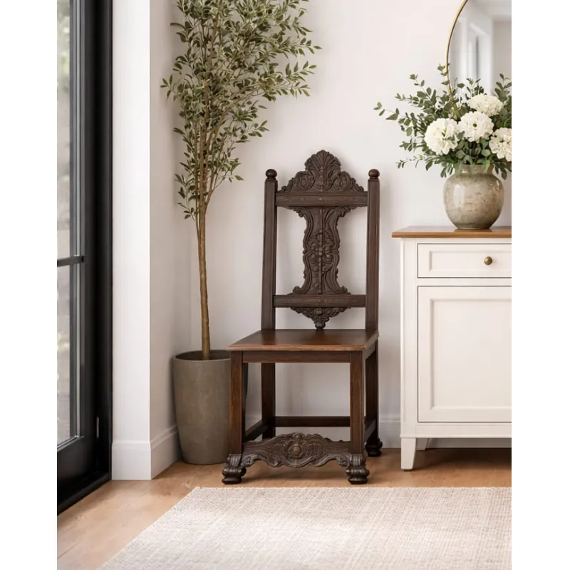 Pareja de sillas de madera de haya y patas de garra