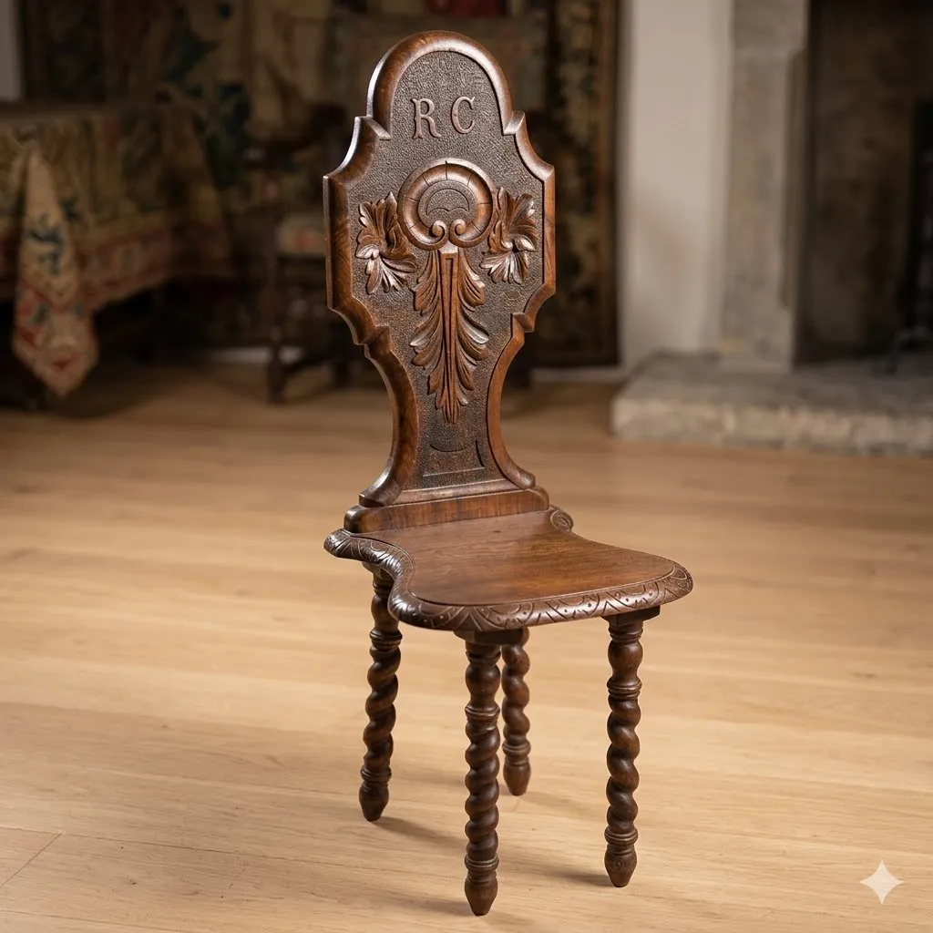 Cuatro sillas de madera maciza con pata torneada RC