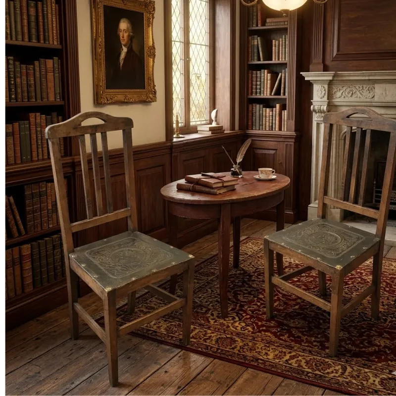 Pareja de sillas de cuero repujado