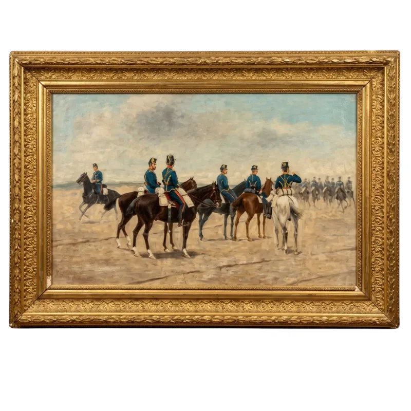 Óleo de "Soldados napoleónicos a caballo"