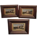 Trío de cuadros de paisaje rural